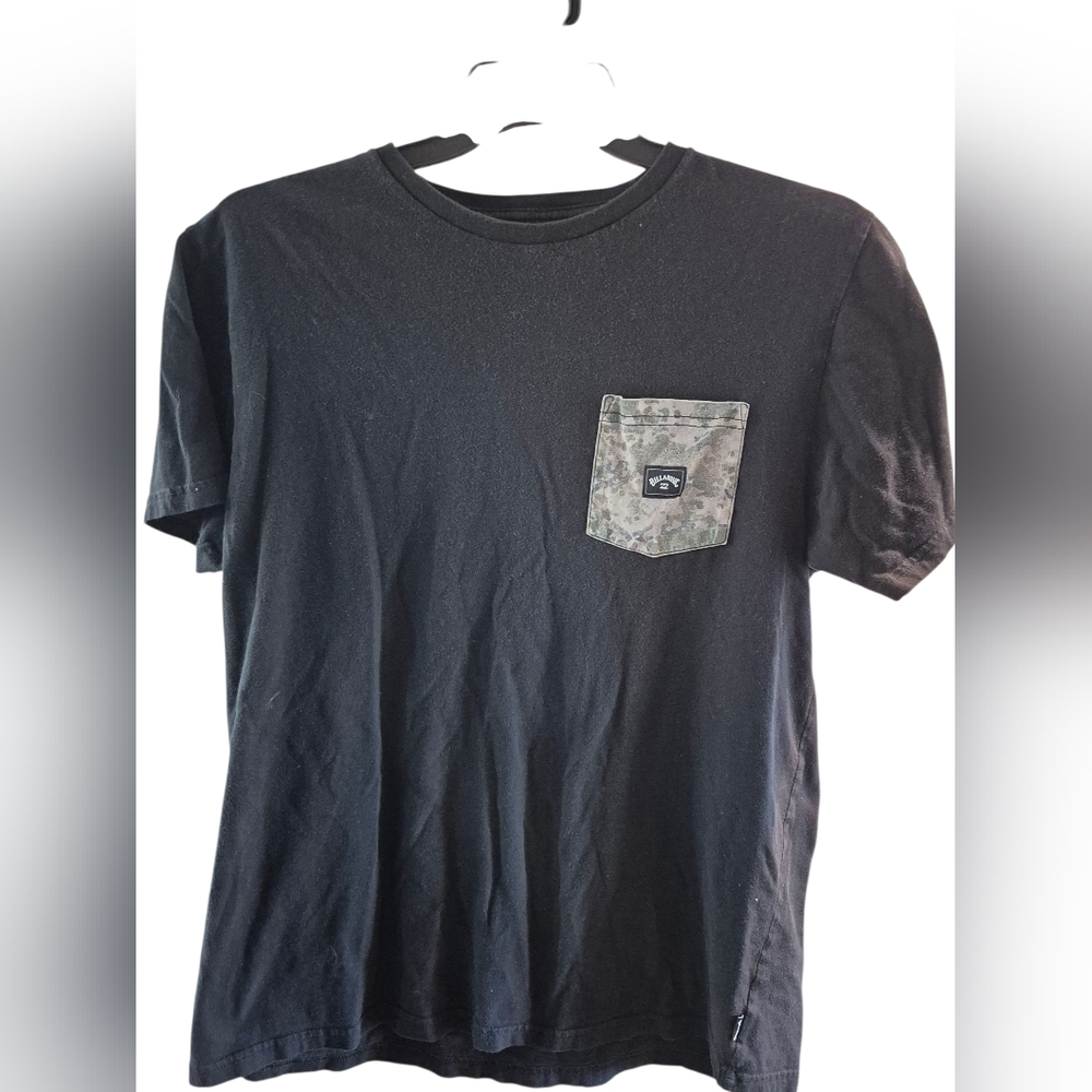 Billabong Black Tee with Camouflage Pocket